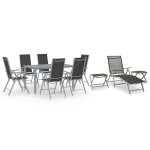 vidaXL Set mobilier de grădină, 10 piese, negru și argintiu vidaXL Set mobilier de grădină, 10 piese, negru și argintiu