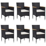 vidaXL Set mobilier pentru grădină, 7 piese, negru, poliratan vidaXL Set mobilier pentru grădină, 7 piese, negru, poliratan