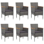 vidaXL Set mobilier de grădină, 7 piese, gri, poliratan