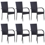 vidaXL Set mobilier de grădină, 7 piese, negru, poliratan