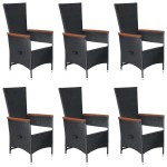 vidaXL Set mobilier de grădină, 7 piese, negru, poliratan
