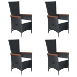 vidaXL Set mobilier de grădină, 7 piese, negru, poliratan