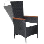 vidaXL Set mobilier de grădină, 7 piese, negru, poliratan
