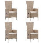 vidaXL Set mobilier de grădină, 7 piese, bej, poliratan