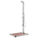 vidaXL Duș de grădină cu bază maro, 225 cm, oțel inoxidabil vidaXL Duș de grădină cu bază maro, 225 cm, oțel inoxidabil