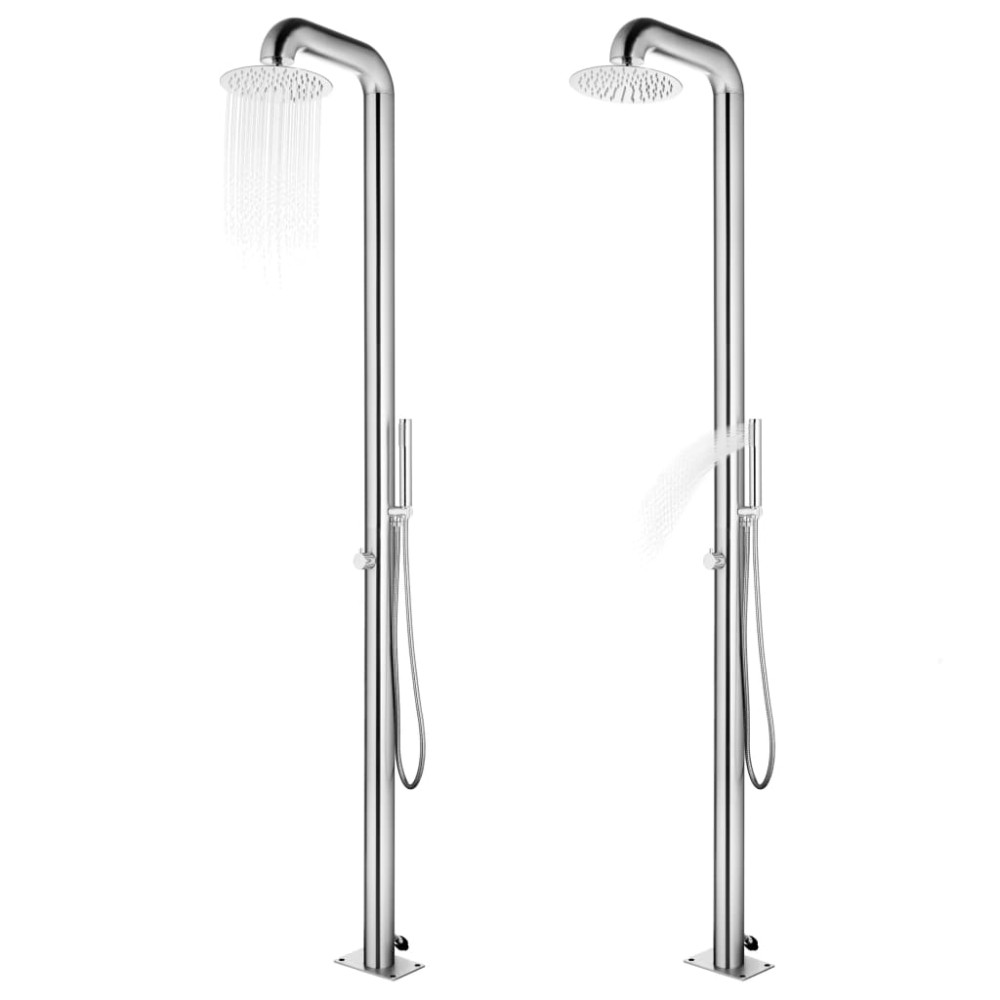 vidaXL Duș de grădină cu bază maro, 230 cm, oțel inoxidabil