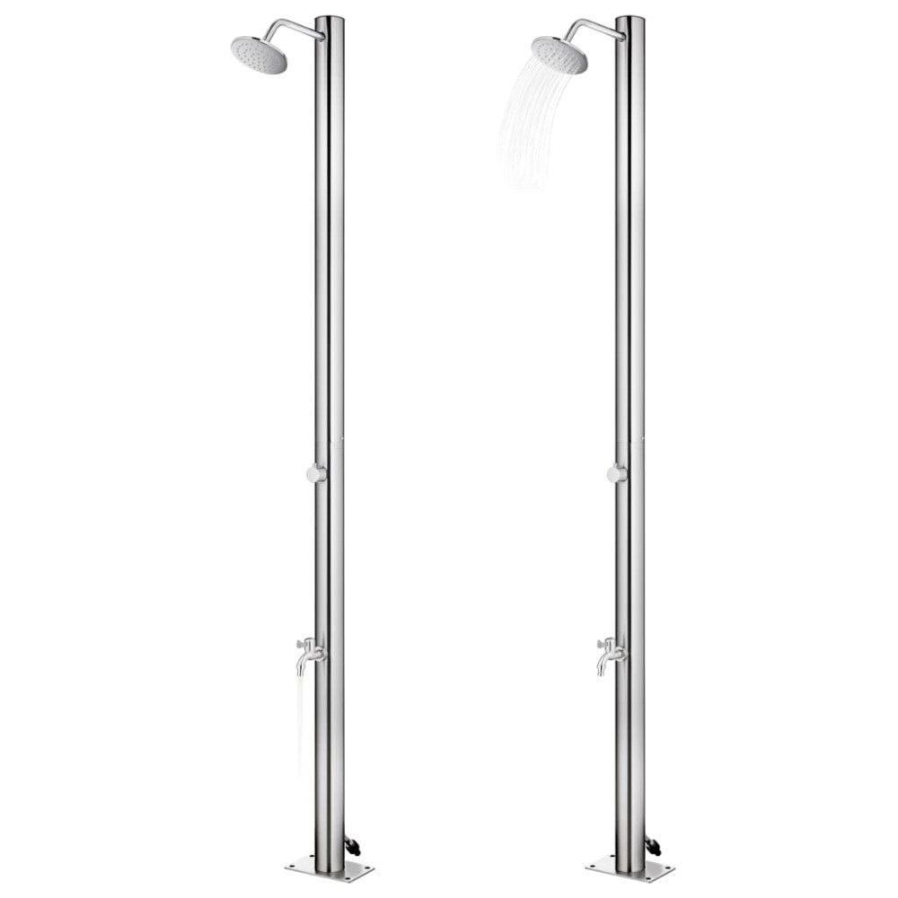vidaXL Duș de grădină cu bază gri, 220 cm, oțel inoxidabil