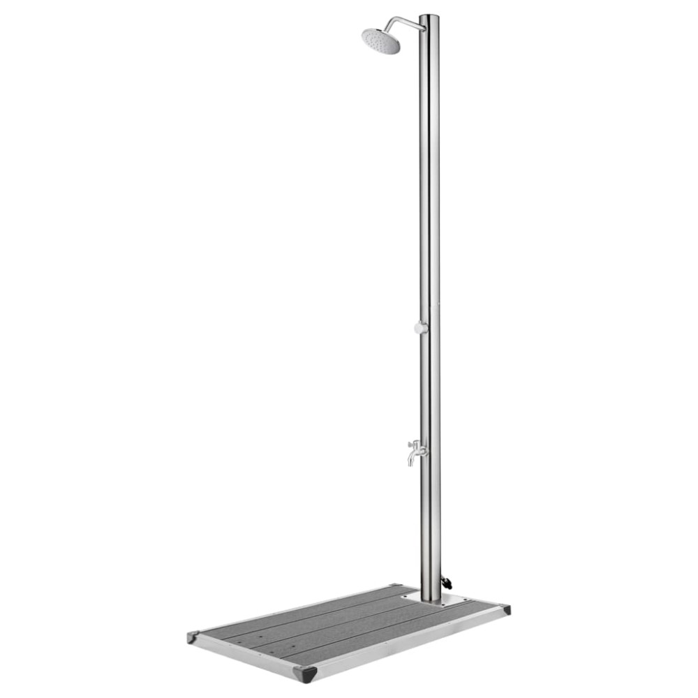 vidaXL Duș de grădină cu bază gri, 220 cm, oțel inoxidabil