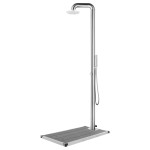 vidaXL Duș de grădină cu bază gri, 230 cm, oțel inoxidabil vidaXL Duș de grădină cu bază gri, 230 cm, oțel inoxidabil