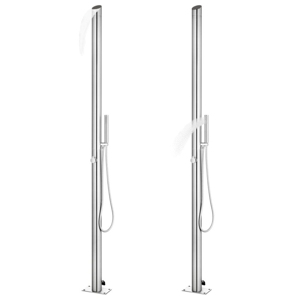 vidaXL Duș de grădină cu bază gri, 225 cm, oțel inoxidabil