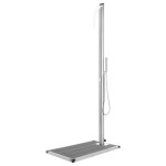 vidaXL Duș de grădină cu bază gri, 225 cm, oțel inoxidabil vidaXL Duș de grădină cu bază gri, 225 cm, oțel inoxidabil