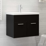vidaXL Dulap cu chiuvetă încorporată, negru, lemn prelucrat vidaXL Dulap cu chiuvetă încorporată, negru, lemn prelucrat