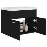 vidaXL Dulap cu chiuvetă încorporată, negru, lemn prelucrat vidaXL Dulap cu chiuvetă încorporată, negru, lemn prelucrat