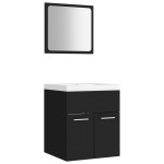vidaXL Set mobilier de baie, negru, lemn prelucrat