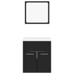 vidaXL Set mobilier de baie, negru, lemn prelucrat