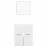 vidaXL Set mobilier de baie, alb extralucios, lemn prelucrat