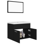 vidaXL Set mobilier de baie, negru, lemn prelucrat vidaXL Set mobilier de baie, negru, lemn prelucrat