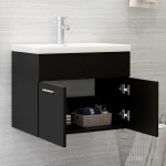 vidaXL Set mobilier de baie, negru, lemn prelucrat vidaXL Set mobilier de baie, negru, lemn prelucrat