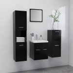 vidaXL Set mobilier de baie, negru, lemn prelucrat vidaXL Set mobilier de baie, negru, lemn prelucrat