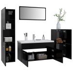 vidaXL Set mobilier de baie, negru, lemn prelucrat vidaXL Set mobilier de baie, negru, lemn prelucrat