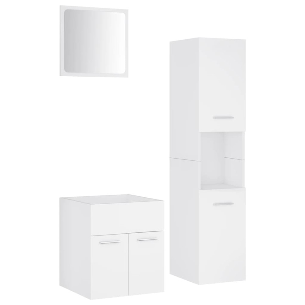 vidaXL Set mobilier de baie, alb, lemn prelucrat