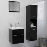 vidaXL Set mobilier de baie, negru, lemn prelucrat vidaXL Set mobilier de baie, negru, lemn prelucrat