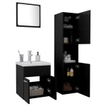 vidaXL Set mobilier de baie, negru, lemn prelucrat vidaXL Set mobilier de baie, negru, lemn prelucrat