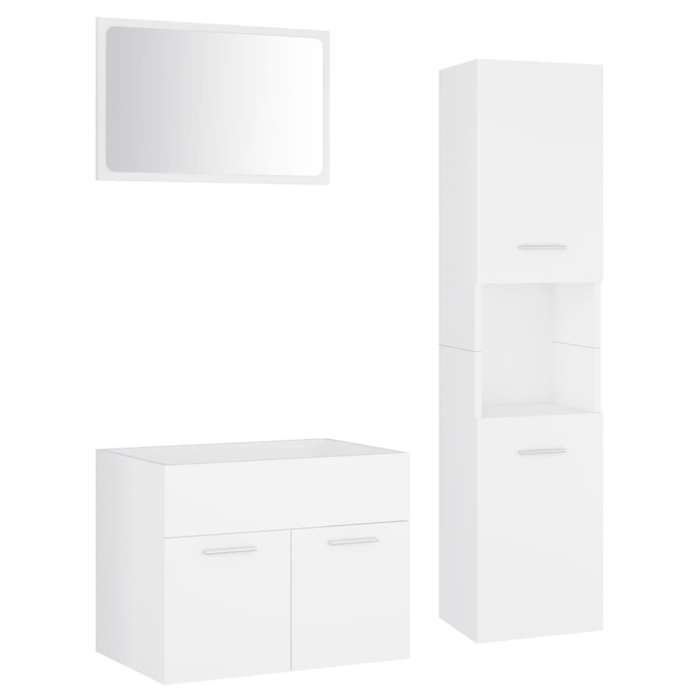 vidaXL Set mobilier de baie, alb, lemn prelucrat