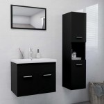 vidaXL Set mobilier de baie, negru, lemn prelucrat vidaXL Set mobilier de baie, negru, lemn prelucrat