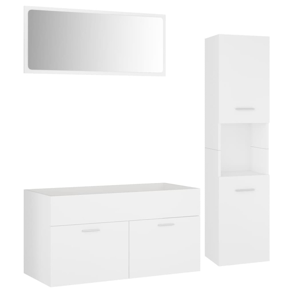 vidaXL Set mobilier de baie, alb, lemn prelucrat