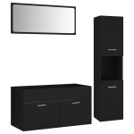vidaXL Set mobilier de baie, negru, lemn prelucrat