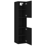 vidaXL Set mobilier de baie, negru, lemn prelucrat