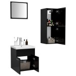 vidaXL Set mobilier de baie, negru, lemn prelucrat vidaXL Set mobilier de baie, negru, lemn prelucrat
