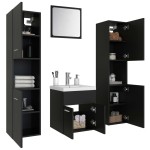 vidaXL Set mobilier de baie, negru, lemn prelucrat vidaXL Set mobilier de baie, negru, lemn prelucrat