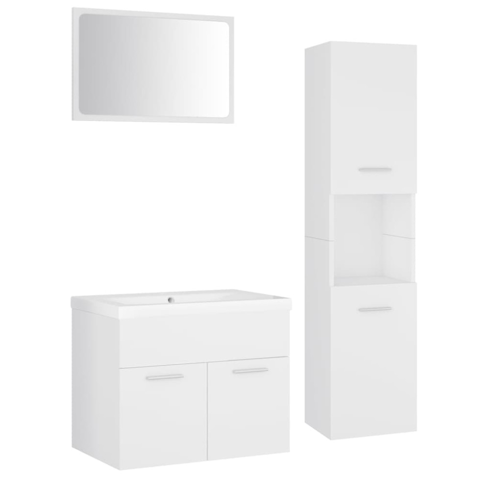 vidaXL Set mobilier de baie, alb, lemn prelucrat