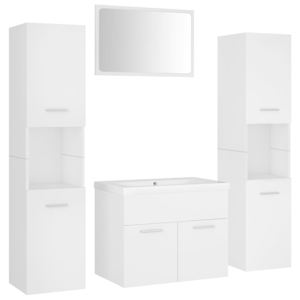 vidaXL Set mobilier de baie, alb, lemn prelucrat