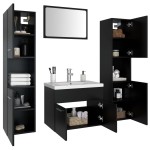 vidaXL Set mobilier de baie, negru, lemn prelucrat vidaXL Set mobilier de baie, negru, lemn prelucrat