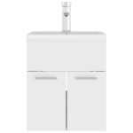 vidaXL Dulap cu chiuvetă încorporată alb/stejar sonoma, lemn prelucrat