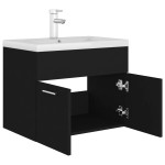 vidaXL Dulap cu chiuvetă încorporată, negru, lemn prelucrat