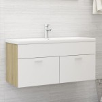 vidaXL Dulap cu chiuvetă încorporată alb/stejar sonoma, lemn prelucrat vidaXL Dulap cu chiuvetă încorporată alb/stejar sonoma, lemn prelucrat