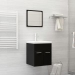 vidaXL Set mobilier de baie, negru, lemn prelucrat vidaXL Set mobilier de baie, negru, lemn prelucrat