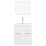 vidaXL Set mobilier de baie, alb extralucios, lemn prelucrat