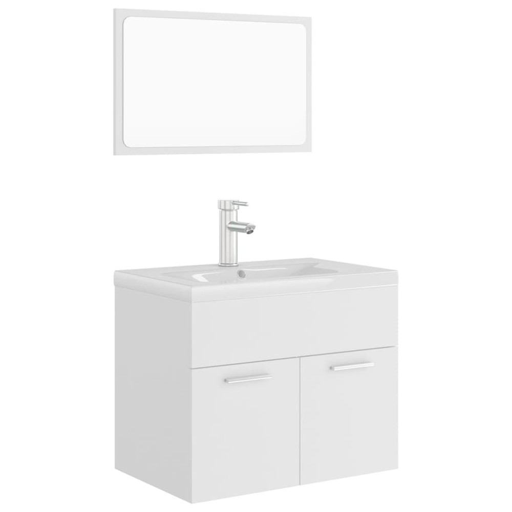 vidaXL Set mobilier de baie, alb, lemn prelucrat