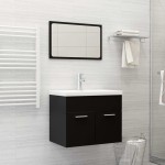vidaXL Set mobilier de baie, negru, lemn prelucrat vidaXL Set mobilier de baie, negru, lemn prelucrat