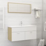 vidaXL Set mobilier de baie, alb și stejar sonoma, lemn prelucrat