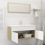 vidaXL Set mobilier de baie, alb și stejar sonoma, lemn prelucrat