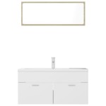 vidaXL Set mobilier de baie, alb și stejar sonoma, lemn prelucrat