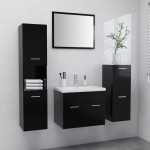 vidaXL Set mobilier de baie, negru, lemn prelucrat vidaXL Set mobilier de baie, negru, lemn prelucrat
