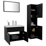 vidaXL Set mobilier de baie, negru, lemn prelucrat vidaXL Set mobilier de baie, negru, lemn prelucrat