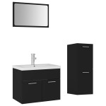 vidaXL Set mobilier de baie, negru, lemn prelucrat vidaXL Set mobilier de baie, negru, lemn prelucrat